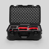 Front view of Black Color Canon C400 Camera Carry-on Case and Red Layer Custom Foam Insert
