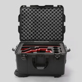 Front view of Sony FX6 Black Color Studio Case and Custom Foam Insert with a Red Layer