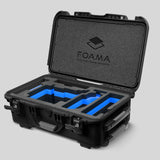 Angled view of Black Color ARRI Alexa 35 Carry-On Case with Blue Layer Custom Foam Insert