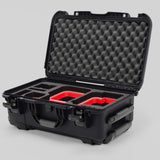 Angle view of Graphite Color Canon C400 Camera Carry-on Case and Red Layer Custom Foam Insert