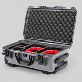 Angle view of Silver Color Canon C400 Camera Carry-on Case and Red Layer Custom Foam Insert
