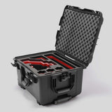 Angled view of Sony FX6 Black Color Studio Case and Custom Foam Insert with a Red Layer