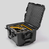 Angled view of Sony FX6 Black Color Studio Case and Custom Foam Insert with a Yellow Layer