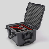 Angled view of Sony FX6 Graphite Color Studio Case and Custom Foam Insert with a Red Layer