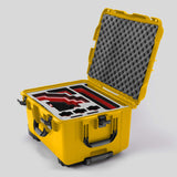 Angled view of Sony FX6 Yellow Color Studio Case and Custom Foam Insert with a Red Layer