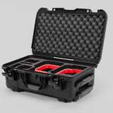 Angle view of Black Color Canon C400 Camera Carry-on Case and Red Layer Custom Foam Insert