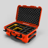 Angled view of Foama Orange Color Carry-on case and Custom Foam Insert with Yellow Layer for Sony FX-6