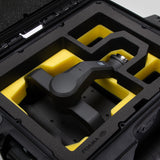 Close view of Black Color DJI Zenmuse H30T Carry-On Case with Yellow Layer Custom Foam Insert