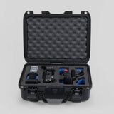 Front view of Foama Black Color Carry-on case and Blue Foam Insert for Sony FX-3 and Essential Accessories