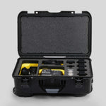 Front view of Foama Black Color Carry-on case and Yellow Foam Insert for Sony FX-6 and Essential Accessories