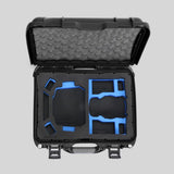 Top View of a DJI Mini 3 & 4 Pro Black Color Hard Case with Custom Blue Foam Insert