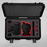 Top view of Black Color RED V Raptor Carry-On Case with Red Layer Custom Foam Insert