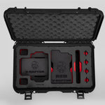 Top view of Black Color RED V Raptor Carry-On Case with Red Layer Custom Foam Insert