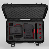 Top view of Black Color RED V Raptor Carry-On Case with Red Layer Custom Foam Insert