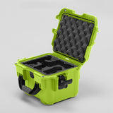 Angled view of DJI Neo Lime Color Adventure Ready Compact Waterproof Carry-on Case and Black Custom Foam Insert