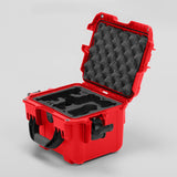 Angled view of DJI Neo Red Color Adventure Ready Compact Waterproof Carry-on Case and Black Custom Foam Insert