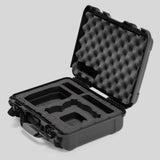 Angled view of Foama Black Color All-Weather Carry-on Case and Black Custom Foam Insert for DJI Neo
