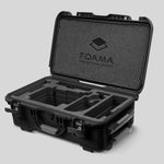 Angled view of Black Color ARRI Alexa 35 Carry-On Case with Black Layer Custom Foam Insert