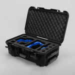 Angle view of Black Color RED V Raptor Carry-On Case with Blue Layer Custom Foam Insert