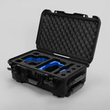 Angle view of Black Color RED V Raptor Carry-On Case with Blue Layer Custom Foam Insert