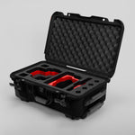 Angle view of Black Color RED V Raptor Carry-On Case with Red Layer Custom Foam Insert