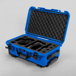 Angle view of Blue Color RED V Raptor Carry-On Case with Black Layer Custom Foam Insert