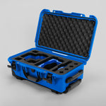 Angle view of Blue Color RED V Raptor Carry-On Case with Blue Layer Custom Foam Insert