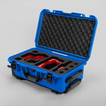 Angle view of Blue Color RED V Raptor Carry-On Case with Red Layer Custom Foam Insert
