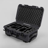 Angle view of Graphite Color RED V Raptor Carry-On Case with Black Layer Custom Foam Insert