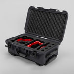 Angle view of Graphite Color RED V Raptor Carry-On Case with Red Layer Custom Foam Insert