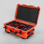 Angle view of Orange Color RED V Raptor Carry-On Case with Red Layer Custom Foam Insert