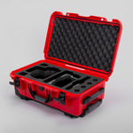 Angle view of Red Color RED V Raptor Carry-On Case with Black Layer Custom Foam Insert