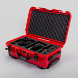 Angle view of Red Color RED V Raptor Carry-On Case with Black Layer Custom Foam Insert