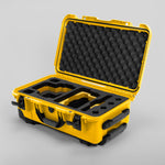 Angle view of Yellow Color RED V Raptor Carry-On Case with Yellow Layer Custom Foam Insert