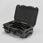 Angled view of Foama Olive Color Travel Case and Custom Foam Insert for RED Monstro