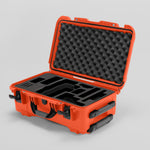 Angled view of Foama Orange Color Travel Case and Custom Foam Insert for RED Monstro