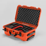 Angled view of Foama Orange Color Travel Case and Custom Foam Insert with Red Layer for RED Monstro