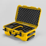 Angled view of Foama Yellow Color Travel Case and Custom Foam Insert with Yellow Layer for RED Monstro