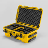 Angled view of Foama Yellow Color Travel Case and Custom Foam Insert with Yellow Layer for RED Monstro