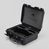 Angled view of Foama Graphite Color Travel Case and Custom Foam Insert for SmallHD 703 Bolt Pro