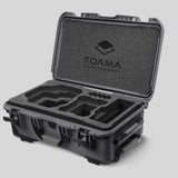 Angled view of Foama Graphite Color Carry-on case and Custom Foam Insert for RED Komodo-X