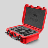 Angled view of Foama Red Color Carry-on case and Custom Foam Insert for Sony FX-3