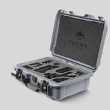 Angled view of Foama Silver Color Carry-on case and Custom Foam Insert for Sony FX-3