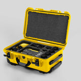 Angled view of Foama Yellow Color Carry-on case and Yellow Foam Insert for Sony FX-6 and Essential Accessories