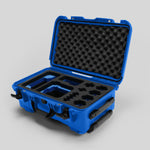 Angled view of Foama Blue Color Carry-on case and Custom Foam Insert with Blue Layer for Sony FX-6