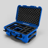 Angled view of Foama Blue Color Carry-on case and Custom Foam Insert with Blue Layer for Sony FX-6