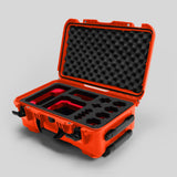 Angled view of Foama Orange Color Carry-on case and Custom Foam Insert with Red Layer for Sony FX-6