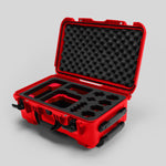 Angled view of Foama Red Color Carry-on case and Custom Foam Insert with Red Layer for Sony FX-6