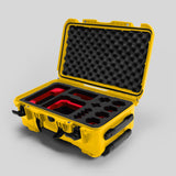 Angled view of Foama Yellow Color Carry-on case and Custom Foam Insert with Red Layer for Sony FX-6