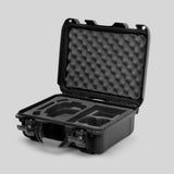 Angled View of a DJI Mini 3 & 4 Pro Black Color Hard Case with Custom Black Foam Insert